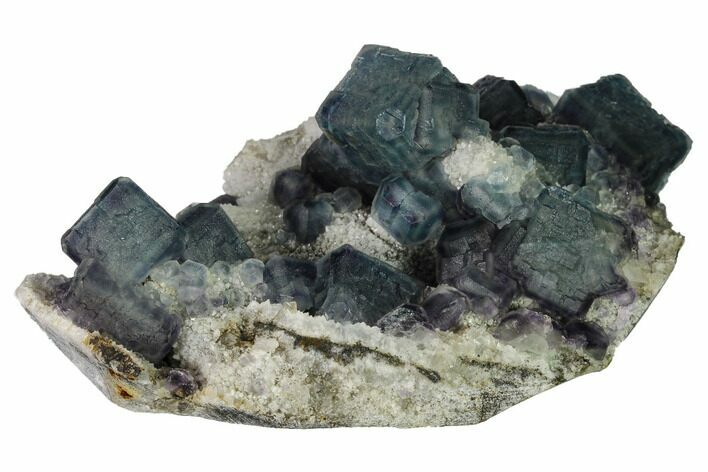 Pristine, Multicolored Fluorite Crystals on Quartz - China #164036